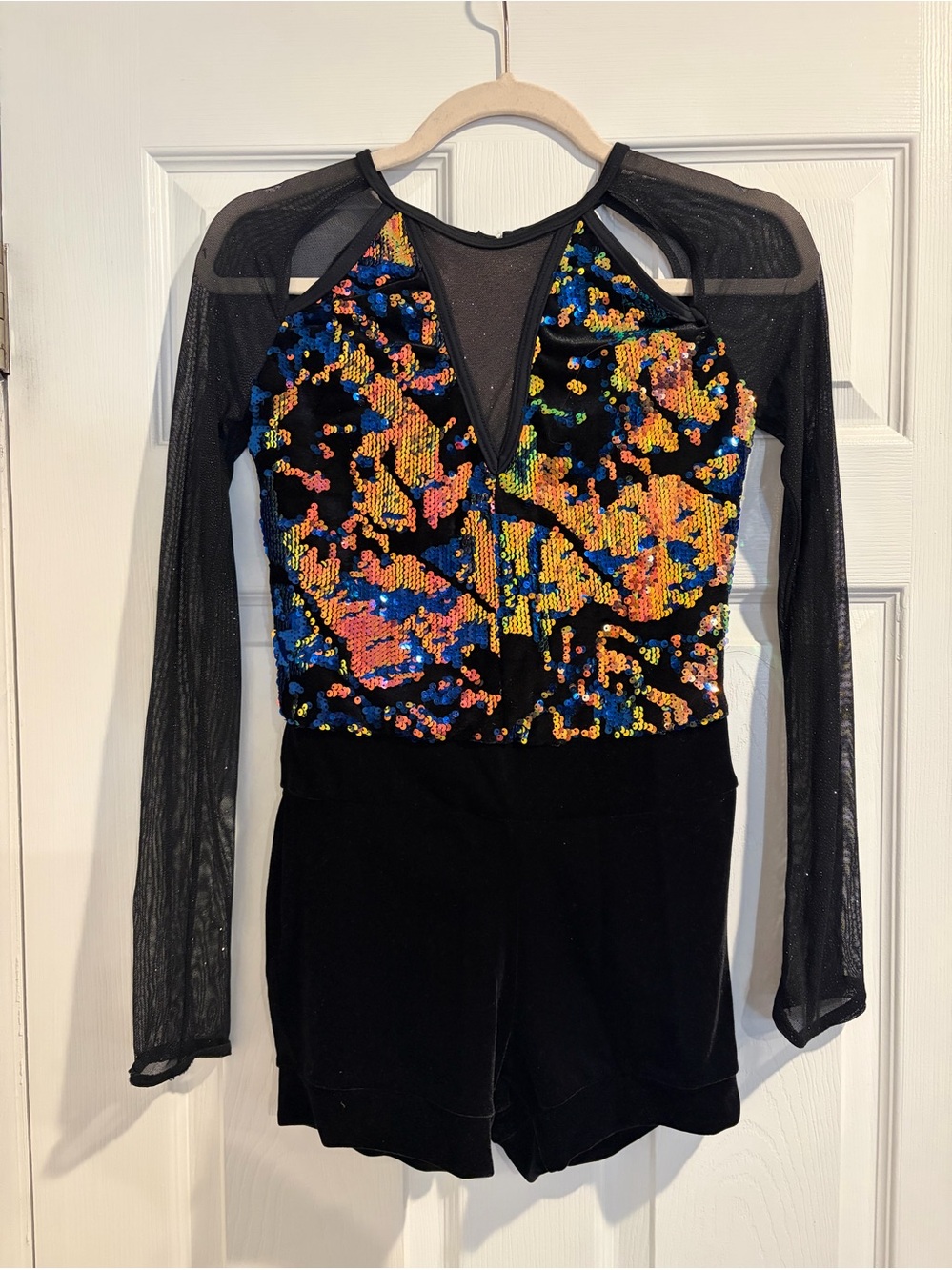 Weissman "Hunter" Black Sequin Biketard